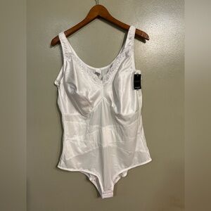 Lunaire White Lace Trim Bodysuit 46DD NWT
